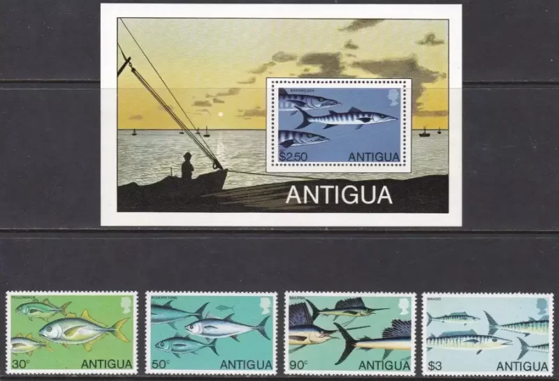 Antigua year 1979 Sea fishes stamps set