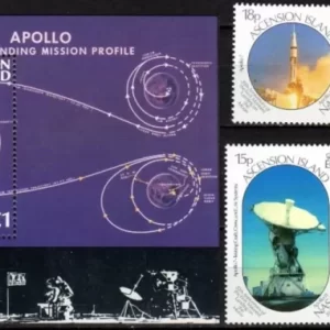 Ascension island year 1989 stamps set - First Man Landing on Moon MNH