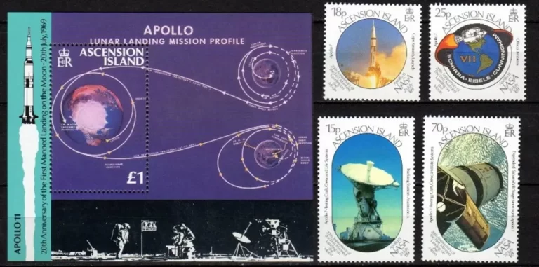 Ascension island year 1989 stamps set - First Man Landing on Moon MNH