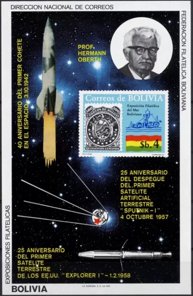 Bolivia year 1982 Space Hermann Oberth Michel Block 130 MNH