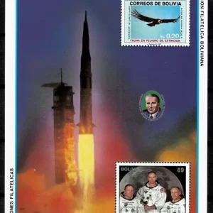 Bolivia year 1989 Block Manned Moon Landing MNH stamps