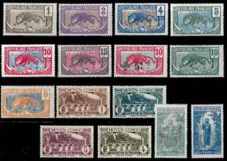 French middle Congo year 1907/1930 MH Fauna stamps lot