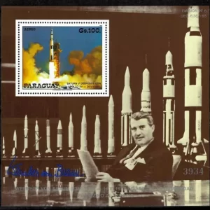 Paraguay year 1988 Space Airmail - Wernher von Braun MSS MNH