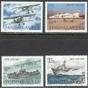 Yugoslavia year 1982 Military ships and war planes stamps set