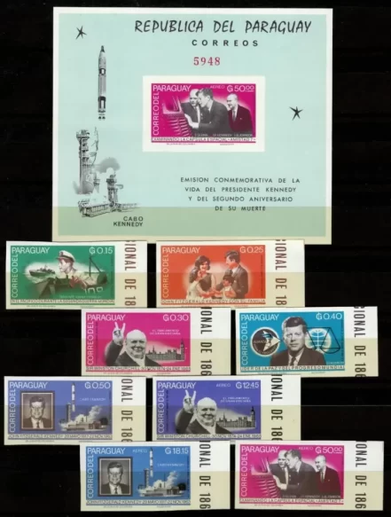 Paraguay year 1984 Space Kennedy Churchill stamps set