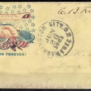 Constitution of USA - Free Washington city cancel civil war patriotic cover to Maine