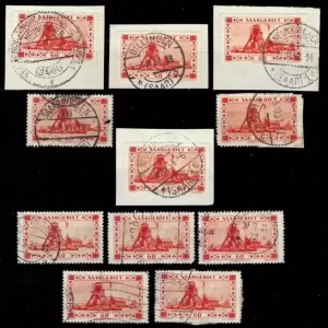 SAAR year 1930 60c. value Scott C3 Air MAIL Saargebiet airport issue Used stamps