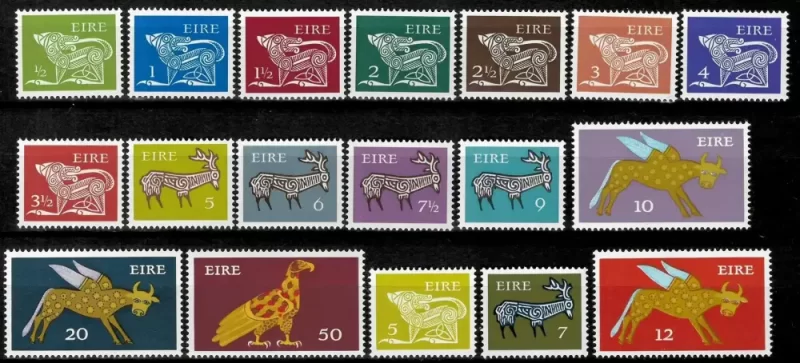 Ireland 1971 / 1974 Old Irish Animal Symbols MNH set