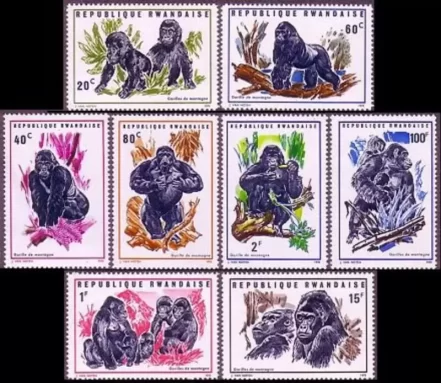 Rwanda stamps year 1970 Fauna Wild Animals - Gorillas set