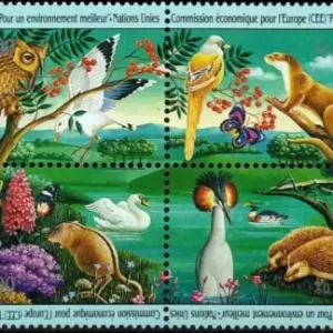 UN Geneva year 1991 Fauna Environmental Protection stamps