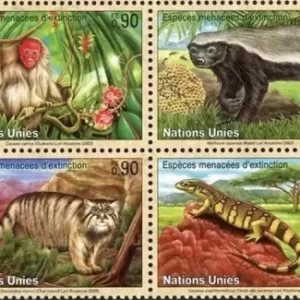 United Nations Geneva year 2002 Fauna Endangered Species stamps set