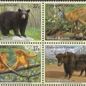 United Nations Geneva year 2004 Fauna Endangered Species - Mammals stamps