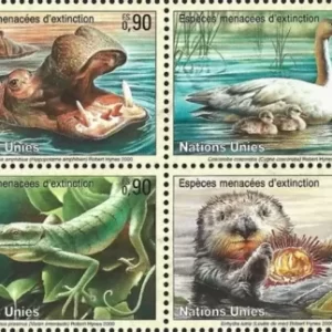 United Nations Geneva year 2000 Fauna Endangered Species stamps