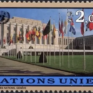 United nations Geneva stamp 1998 Architecture building