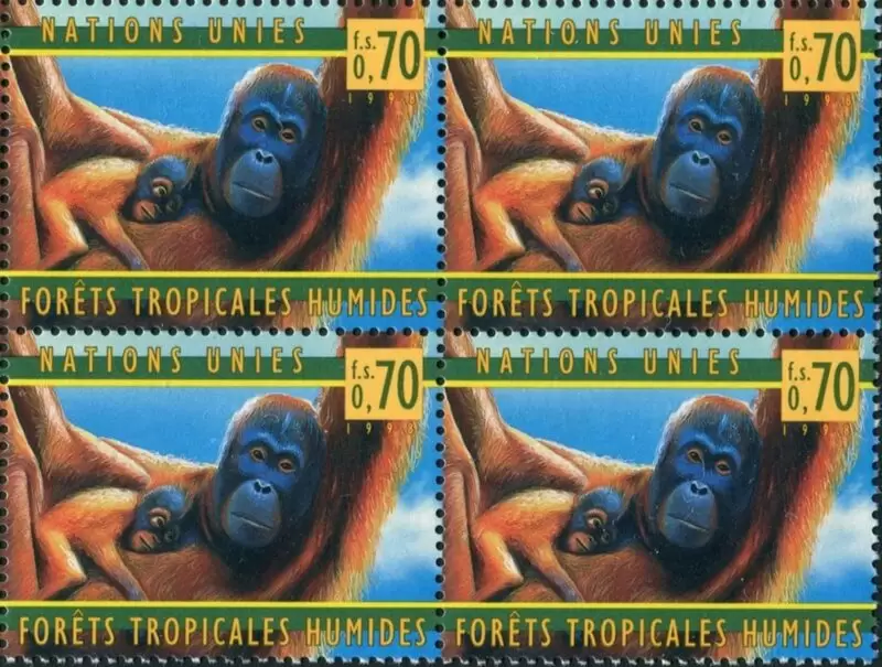 United Nations Geneva stamps 1998 Monkeys - Rainforest Preservation block