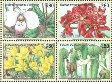 United Nations Geneva stamps year 1996 Flowers Endangered Plants