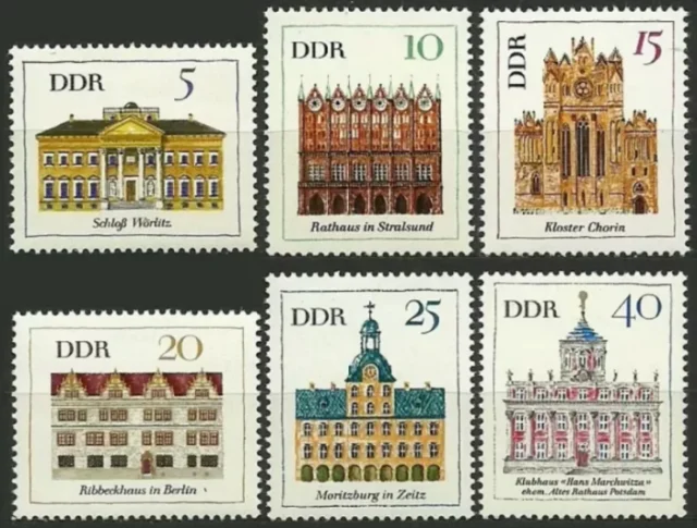 DDR Germany Stamps year 1967 Buildings in DDR stamps set