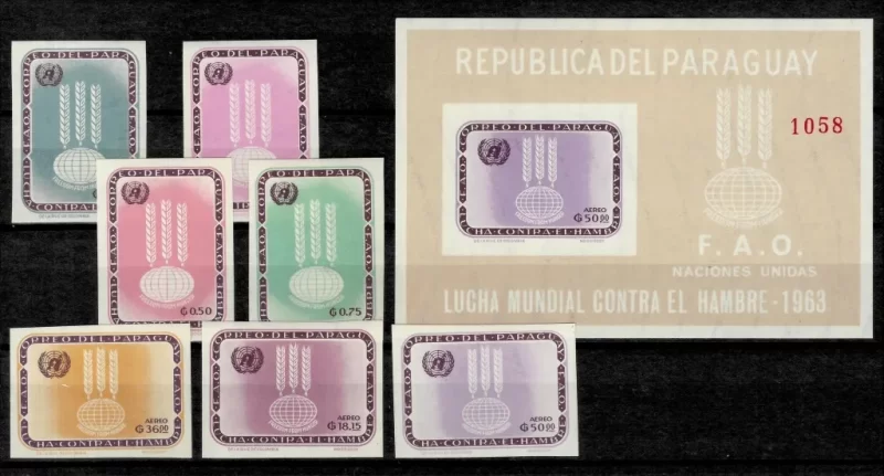 Paraguay year 1963 Fight against Hunger stamps imperforated set