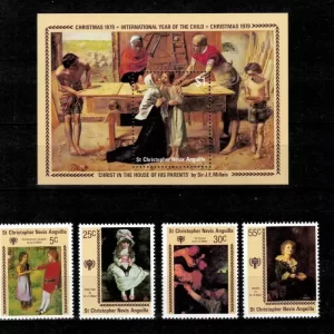 St Christopher Nevis Anguilla 1979 Art - Christmas Year Child stamps set