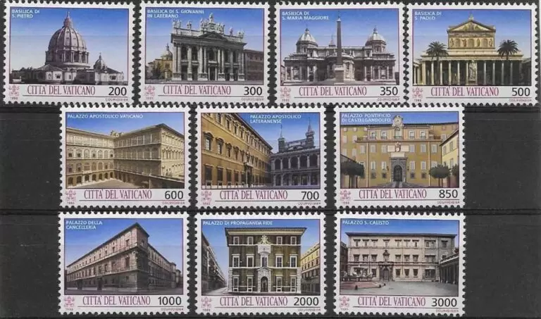 Vatican year 1993 Architecture - Memorials basilicas palaces stamps set