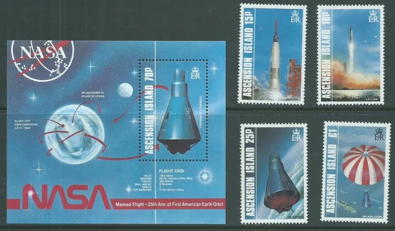 Ascension 1987 Space Manned Flight postage stamps