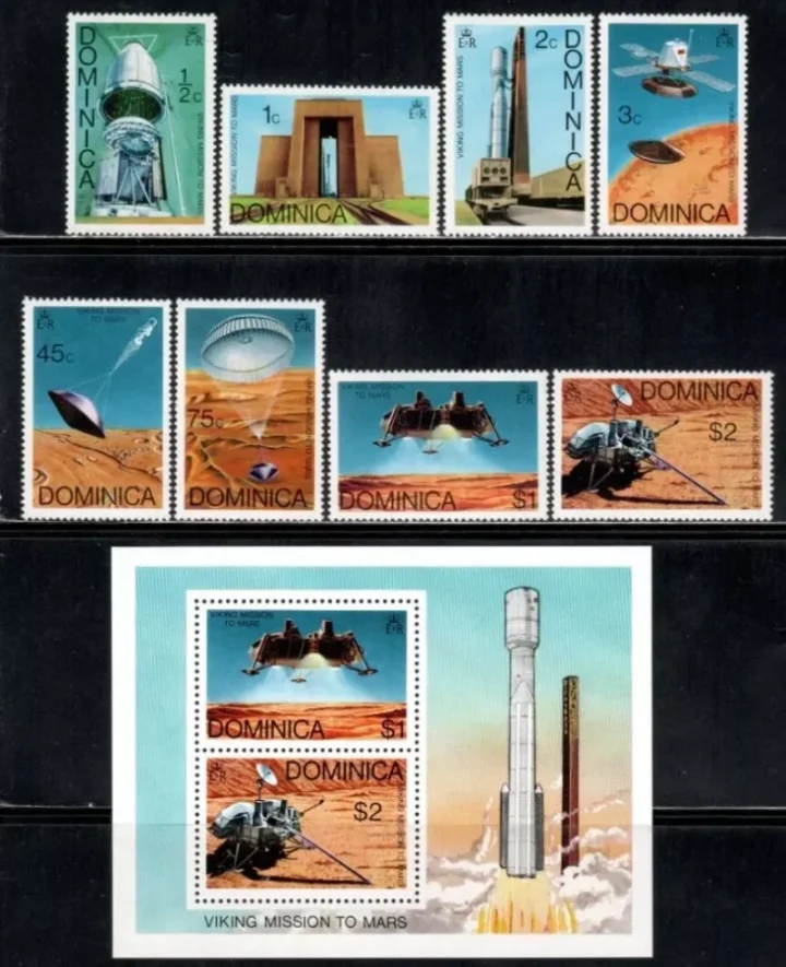 Dominica year 1976 postage stamps set - Viking mission to Mars