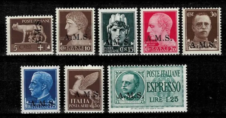 Italy Republic Sociale year 1944 - Emission locale A.M.S. postage stamps