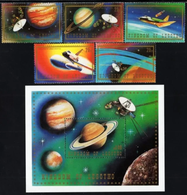 Lesotho year 1981 - Voyager and Columbia Space Expeditions postage stamps