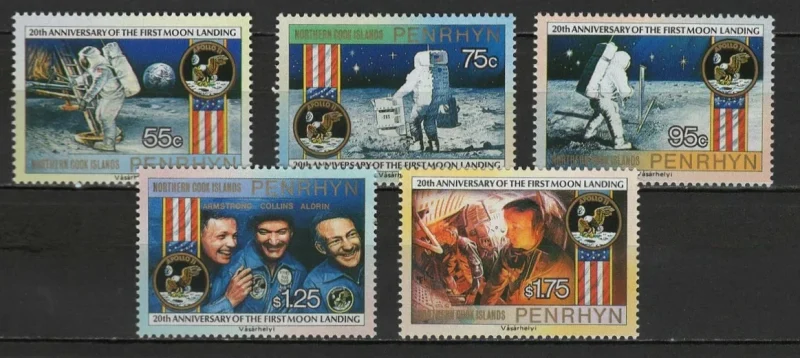 Penrhyn year 1989 Space Apollo 11 Moon Landing postage stamps