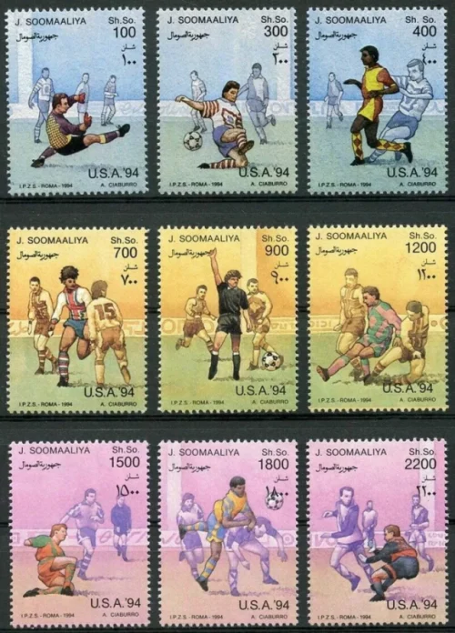 Somalia year 1994 Soccer World Cup USA, Football postage stamps set