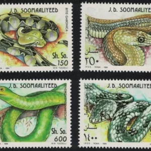 Somalia year 1994 Fauna Snakes Reptiles postage stamps set