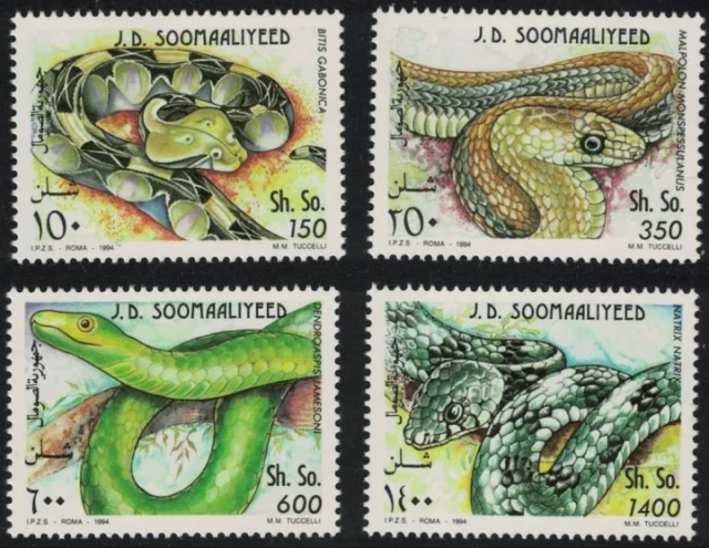 Somalia year 1994 Fauna Snakes Reptiles postage stamps set