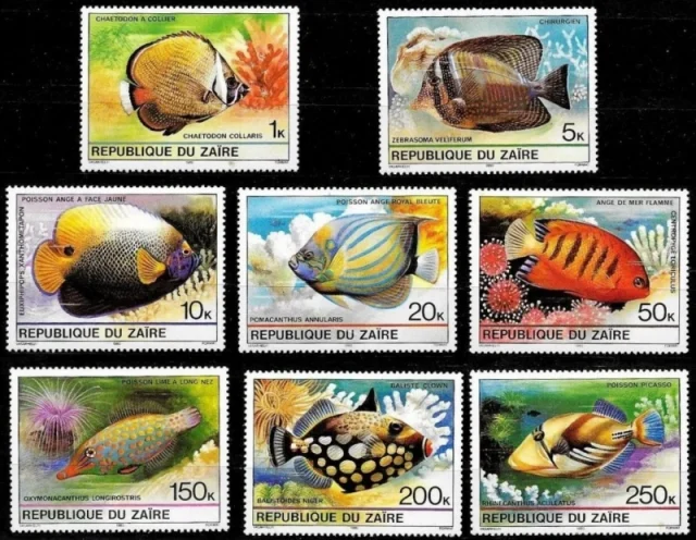 Zaire year 1980 sea - marine life postage stamps set