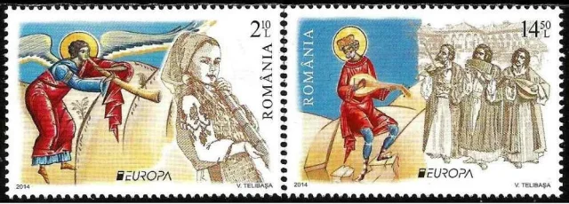 Romania year 2014 Europa CEPT - Music Instruments postage stamps set 