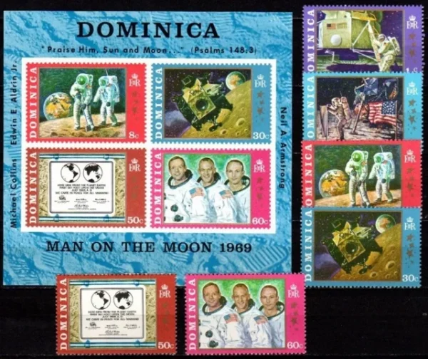 Dominica postage stamps year 1970 Space Apollo 11 set