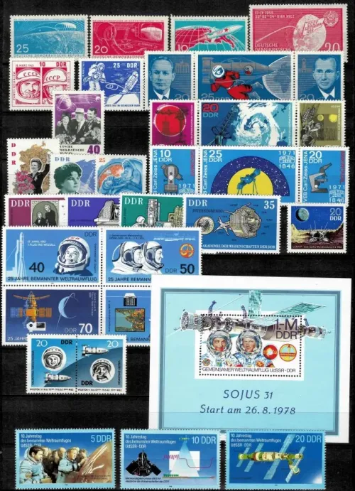 East Germany DDR year 1950 - 1980 space postage stamps MNH