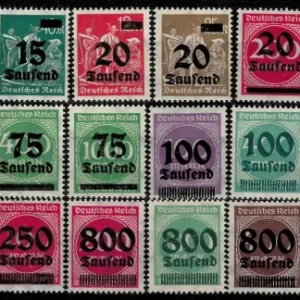 Germany Weimar Republic year 1923 Hyper Inflation Issues postage stamps