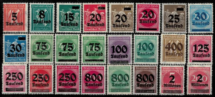 Germany Weimar Republic year 1923 Hyper Inflation Issues postage stamps