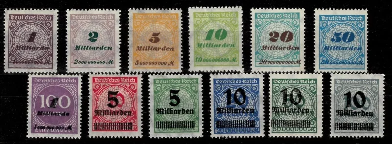 Germany Weimar Republic year 1923 Postage stamps lot - Billion Mark