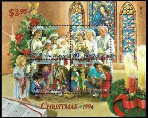 New Zealand year 1994 Christmas postage stamps 