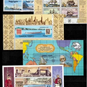 Samoa and St. Lucia postage stamps year 1970 1990 Ships and Wessels