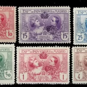 Spain year 1907 Madrid Industry Exhibition postage stamps