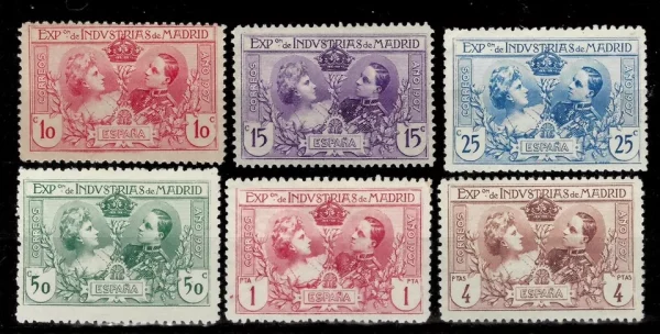 Spain year 1907 Madrid Industry Exhibition postage stamps