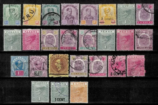 British Malaysia - Malaya states postage stamps year 1900 - 1940