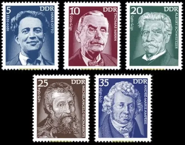 East Germany DDR year 1975 Personalities postage stamps