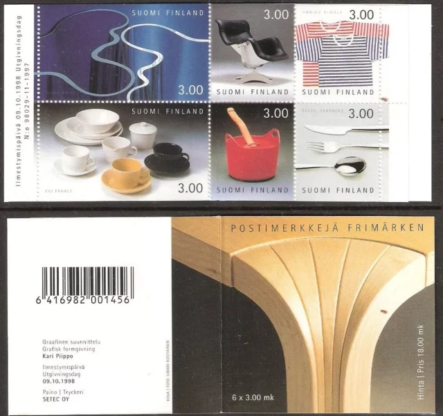 Finland stamps year 1998 Finnish design in booklet