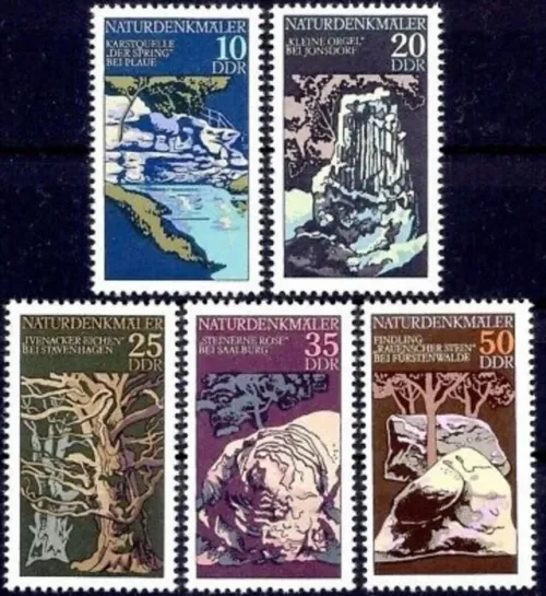 East Germany DDR year 1977 Nature Caves Landscapes postage stamps