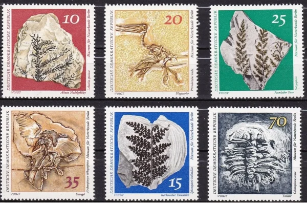 East Germany DDR year 1973 Fossils Prehistoric Animals postage stamps