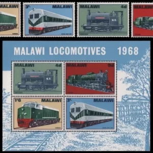 Malawi postage stamps year 1968 Malawi Locomotives set