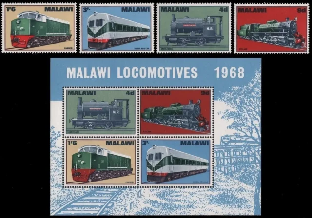 Malawi postage stamps year 1968 Malawi Locomotives set